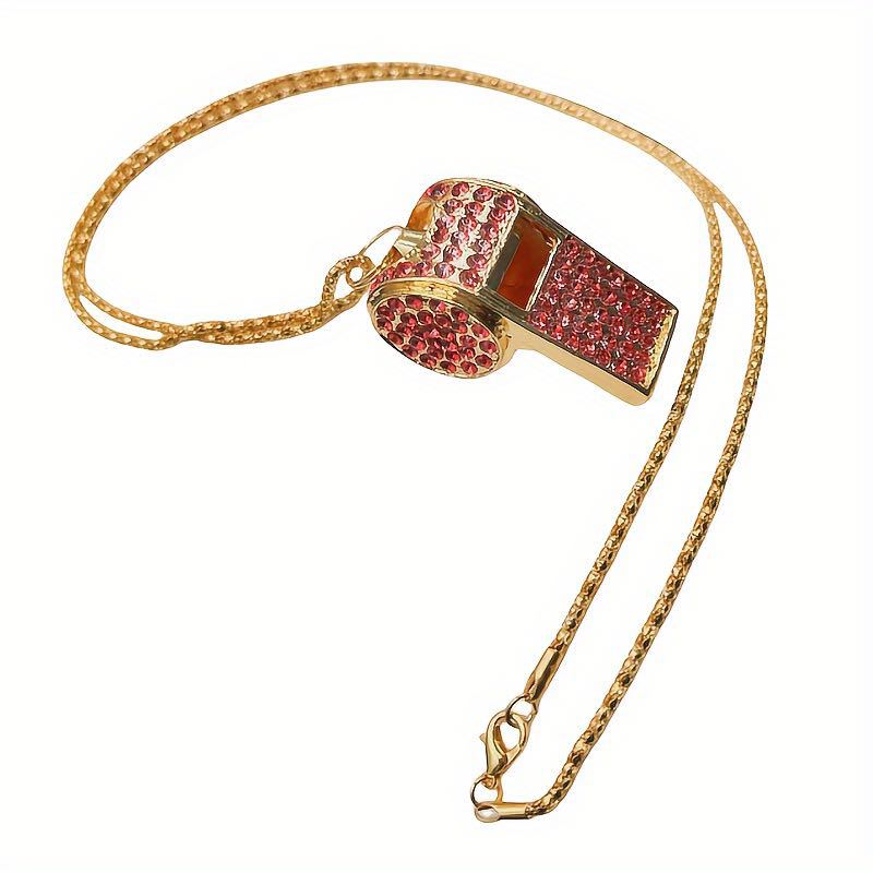 Wholesale Rhinestone Double Layer Whistle Keychain Metal Crystal Whistle Pendant
